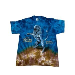 Vintage 1997 Rolling Stones Bridges To Babylon T-Shirt Men Sz L Tie-dye Blue USA